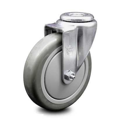 5 Inch Gray Polyurethane Wheel Swivel Bolt Hole Caster
